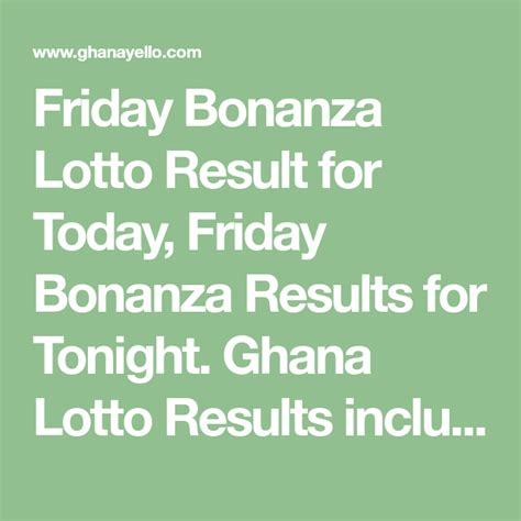 ghana bonanza result today